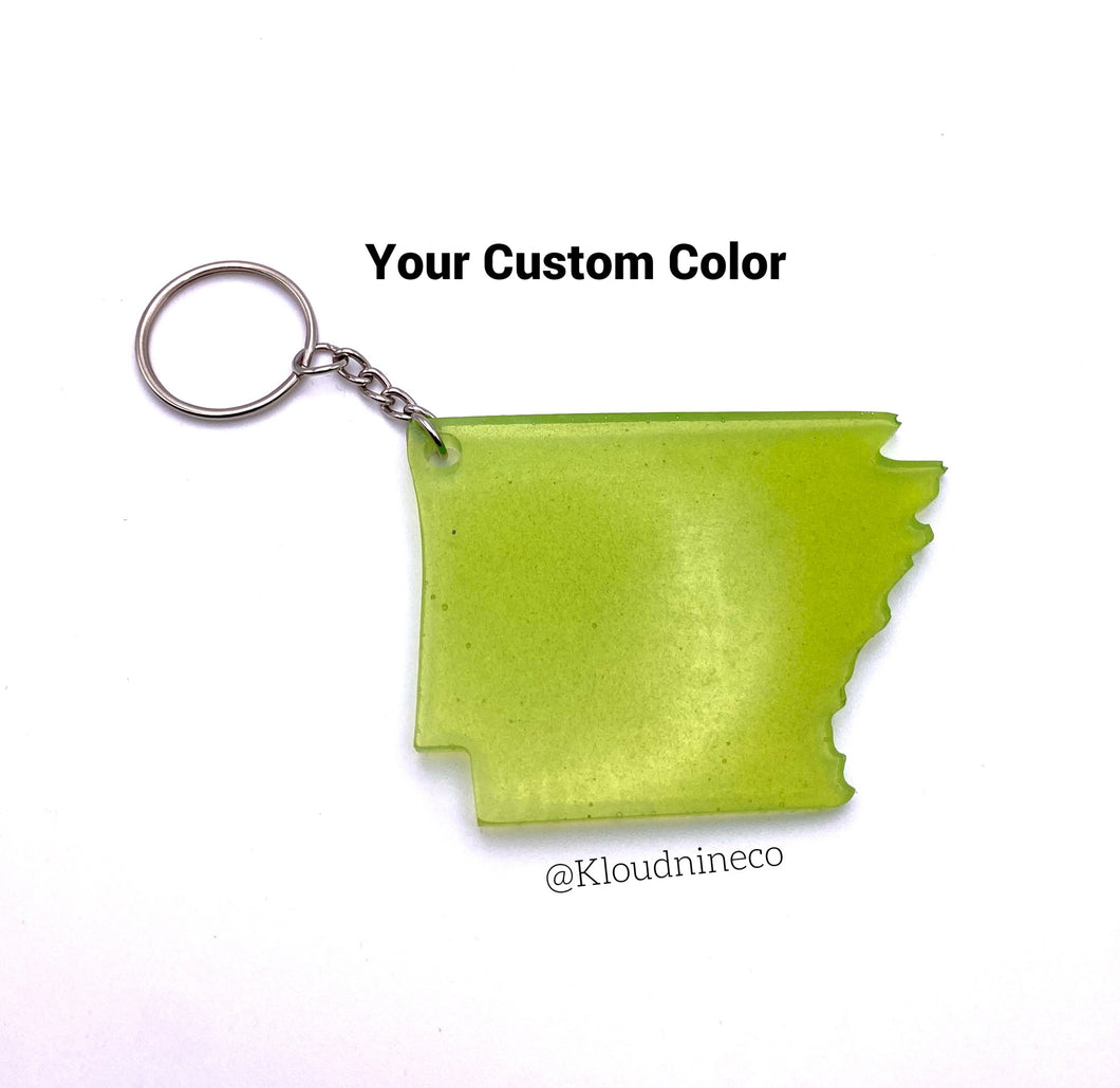 Handmade Custom Arkansas State Keychain